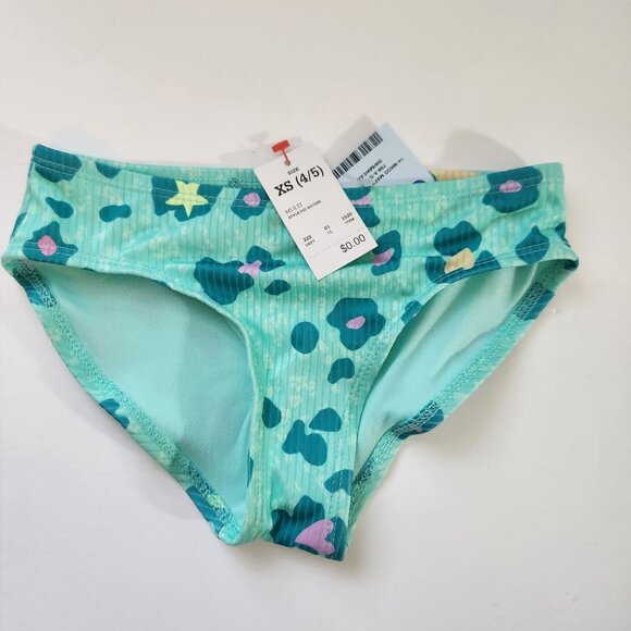 Cat & Jack XS (4/5) Girls Floral Leopard  Print Bikini Swim Bottoms Blue NWT - Picture 1 of 6